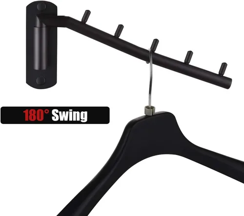Miniatura 6 de JQK Perchero plegable, Soporte de gancho de brazo oscilante de acero inoxidable, Sistema de colgar ropa, Organizador de almacenamiento de armario