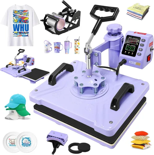 AKEYDIY - Máquina de prensa de calor actualizada 5 en 1 Combo, máquina de prensa de camisa digital multifunción para camisetas de 12 x 15 pulgadas.
