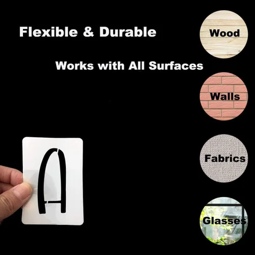 Miniatura 7 de Plantillas de letras del alfabeto de 1 pulgada para pintar, paquete de 42 plantillas de letras y números con letreros para pintar sobre madera