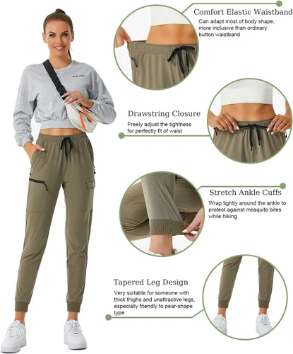 Miniatura 5 de Pantalones deportivos versátiles de senderismo para mujer, de secado rápido, con bolsillos tipo cargo, para atletismo, entrenamiento, ropa