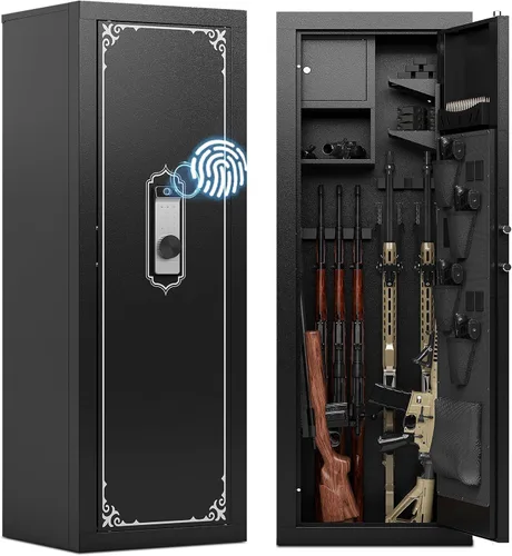 Caja fuerte para armas, caja fuerte biométrica 10-14 para rifles y pistolas, cajas fuertes grandes para armas para el hogar, gabinetes de armas para