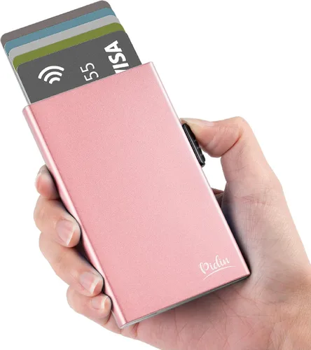 Miniatura 15 de Cartera desplegable, delgada y minimalista para tarjetas de crédito para hombres y mujeres, tarjetero para 7 tarjetas, protección RFID, cartera