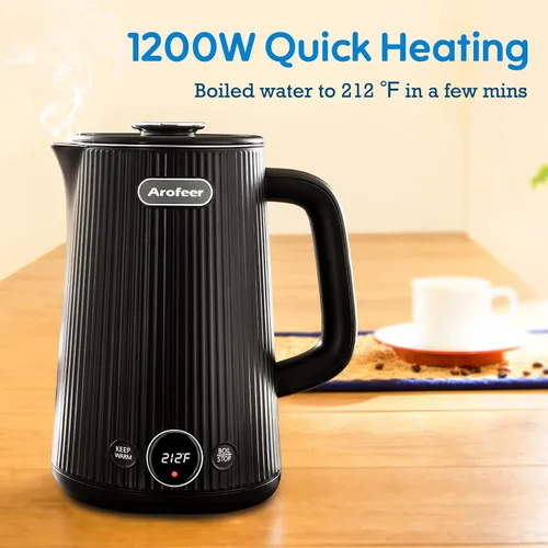 Miniatura 8 de Arofeer® 1.7L (57oz) Hervidor Eléctrico Grande con Control de Temperatura, Hervidor de Té Eléctrico para 7+ Tazas de Café y Té, Hervidor de Agua