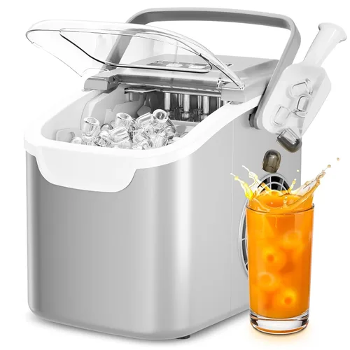 Miniatura 8 de Antarctic Star Máquina para hacer hielo para encimera, máquina de hielo portátil con asa de transporte, 26 libras al día, 9 cubos listos en 6