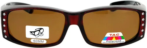 Miniatura 2 de JuicyOrange Gafas de sol polarizadas para mujer, marco rectangular con diamantes de imitación