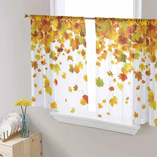 Miniatura 11 de Juego de paneles de cortinas de girasol, cortinas de gasa para cocina, cortinas de gasa de privacidad para sala de estar, dormitorio, decoración
