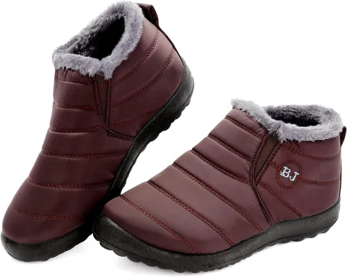 Miniatura 6 de VYKF Botas de nieve para mujer Botines de invierno cálidos con forro de piel antideslizantes Botas de tobillo para exteriores Botas cómodas