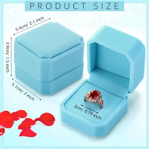 Miniatura 16 de Laumoi Caja de terciopelo para anillos de 36 piezas para ceremonia de boda, cajas de joyería de compromiso, estuche de exhibición para anillos