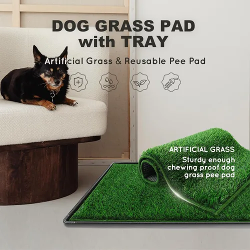 Miniatura 2 de HQ4US 4LEGS Almohadilla de césped para perros con bandeja, extra grande de 45 x 34 pulgadas, almohadilla de césped artificial ultra absorbente