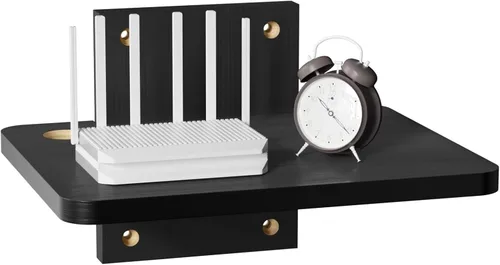 WALI Estante flotante para TV y proyector, hasta 22 libras, soporte flotante negro para TV, soporte para DVD, soporte para proyector, soporte para