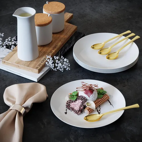 Miniatura 5 de Exquisite Mini cucharas para postres – Paquete a granel de postre dorado 4800 – Aperitivo de plástico desechable de 4.5 pulgadas, aspecto