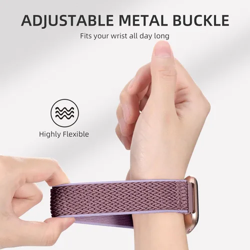 Miniatura 3 de DaQin Correa elástica deportiva de nailon compatible con Fitbit Versa 2 correas de reloj para mujeres y hombres, paquete de 5 correas elásticas