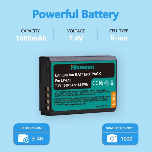 Miniatura 3 de LP-E10 - Paquete de 2 baterías de 1600 mAh y cargador dual para Canon EOS Rebel T7 T6 T5 T3 T100 Kiss X90 X80 X70 X50 1100D 1200D 1300D 1500D 2000D