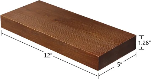 Miniatura 3 de WELLAND Bradley - Juego de 2 estantes flotantes de madera hechos a mano, estantes de pared de roble Tudor (juego de 2, 12 pulgadas)