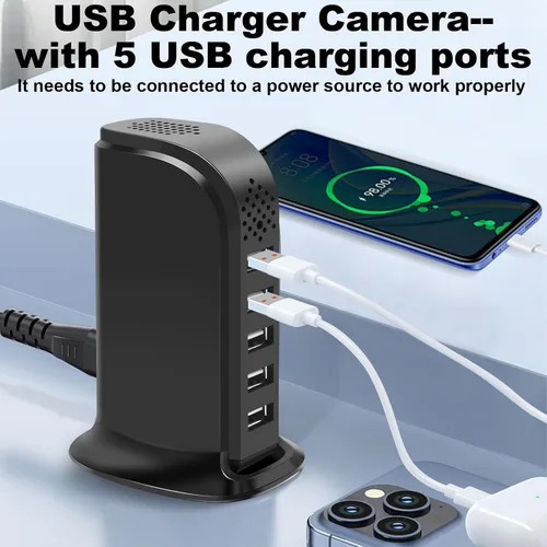 Miniatura 5 de Cámara con cargador WiFi, mini cámara oculta HD de 1080P para seguridad en interiores, cámara inalámbrica para niñera con detección de movimiento