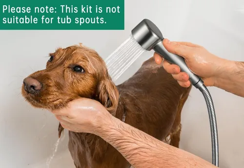 Miniatura 2 de Accesorio de ducha para perros de 3 modos, rociador de mano de alta presión con interruptor de encendido/apagado, desviador de ducha de metal