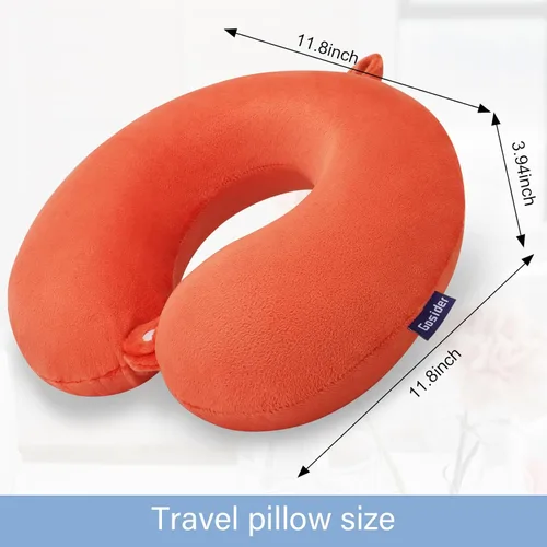 Miniatura 3 de Almohada de viaje de cuello en espuma viscoelástica de terciopelo naranja Gosider para avión, coche, tren