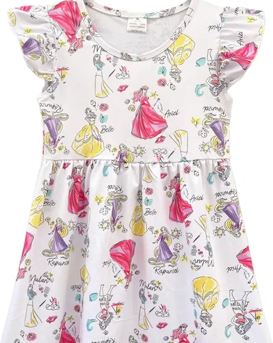 Miniatura 2 de Vestido estampado de princesa con estampado de dibujos animados para niñas de 1 a 8 años