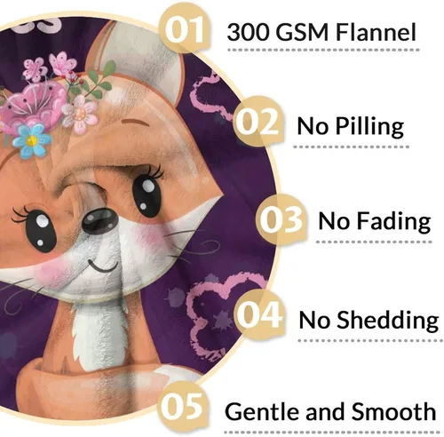 Miniatura 4 de Manta de zorro para niñas, suave, mullida y acogedora, manta de regazo de 30 x 40 pulgadas para sofá, oficina, lindas mantas cálidas, regalos