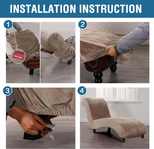 Miniatura 7 de H.VERSAILTEX Funda para Chaise Lounge de Interior de Terciopelo Funda Deslizable para Chaise de Alta Elasticidad Funda para Silla Lounge de Lujo sin