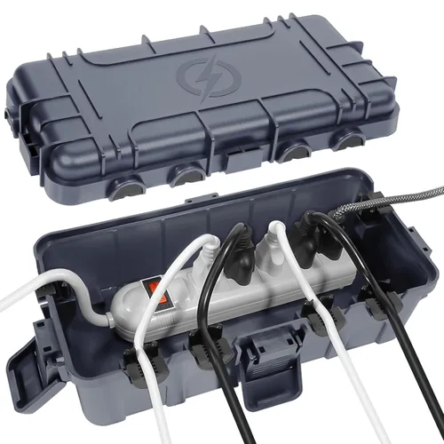 Miniatura 11 de Caja eléctrica mediana para exteriores (11.6 x 5.2 x 4.1 pulgadas), cubierta de cable de extensión impermeable IP54 con entrada de 6 cables, caja