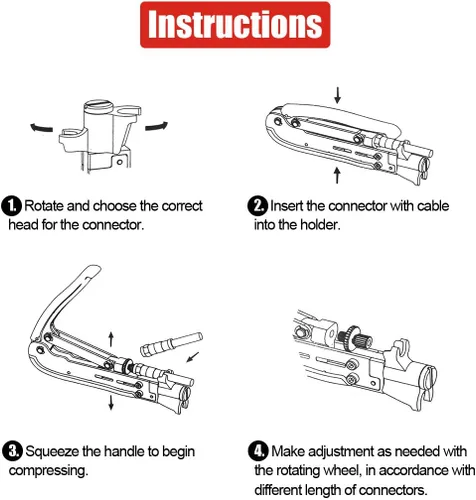 Miniatura 6 de Hilitchi Herramienta de compresión coaxial 5 en 1 con manual de instrucciones (idioma español no garantizado), cable coaxial, pelacables RG6, RG59