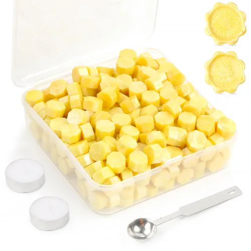 Miniatura 11 de Juego de 300 cuentas de cera de sellado dorado champán para sello de cera con velas y cuchara de fusión, perfecto para tarjetas de Navidad