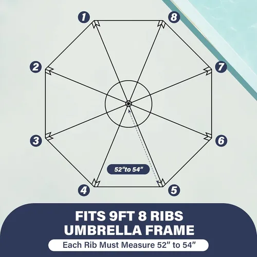 Miniatura 2 de YSSOA Toldo de repuesto para sombrilla de patio de 9 pies solo para 8 varillas, color azul oscuro