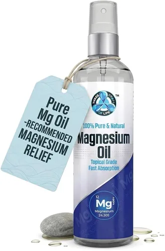 Spray de aceite de magnesio puro, grande de 8 onzas líquidas, grado USP, puro 100% natural, procedente directamente del fondo marino de Zechstein en