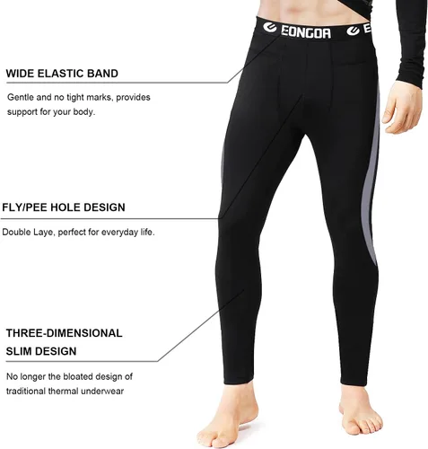 Miniatura 4 de EONGOA Conjunto de ropa interior térmica para hombre con forro polar para esquí, invierno, capa base cálida para clima frío