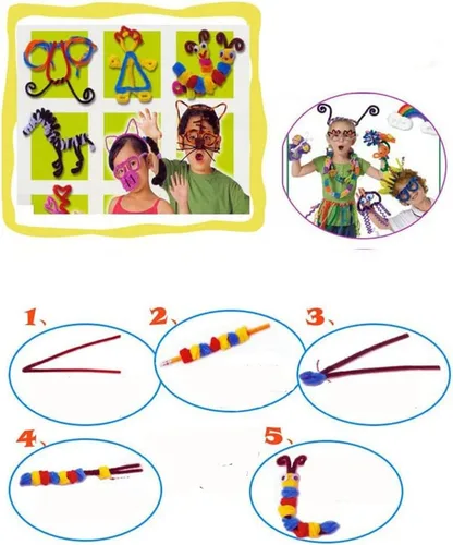 Miniatura 5 de ANDES Juego de suministros para manualidades – Juego de limpiapipas y limpiapipas, pompones, palos, ojos salteados, tijeras y para proyectos de arte