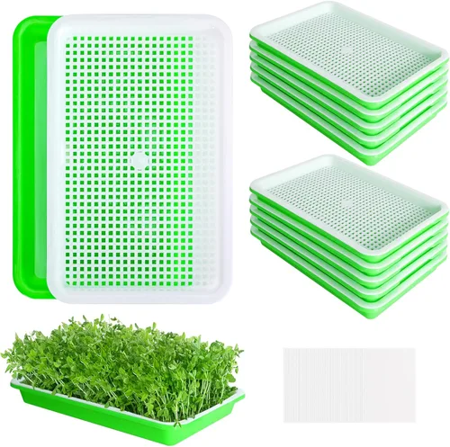 EBaokuup Bandeja de germinación de semillas con orificios de drenaje, bandejas de propagación de germinación de plantas de jardín sin BPA, bandeja