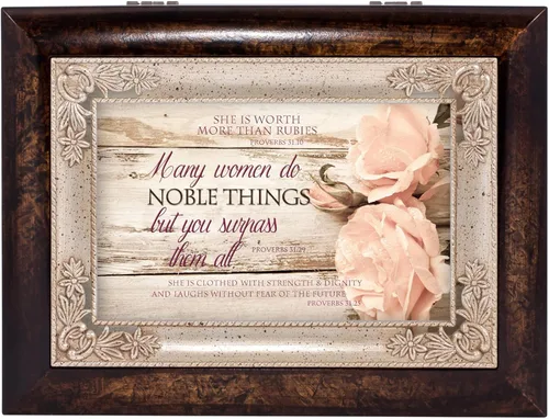 Cottage Garden Many Women Do Noble Things Burlwood Jewelry - Caja de música que reproduce una gracia increíble