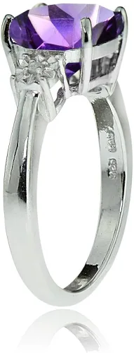 Miniatura 2 de Ice Gems Anillo de plata esterlina con amatista africana y corte cojín