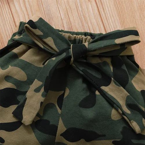 Miniatura 5 de AMAWMW Conjunto de ropa para bebé niña, mameluco con volantes para niña pequeña, pantalones de camuflaje, traje para bebé recién nacido