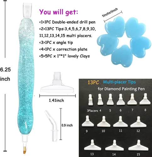 Miniatura 4 de Kit de herramientas y accesorios de pintura de arte de diamante con bolígrafo de cuentas perforadas para adultos, puntas de lápiz estilo perforador