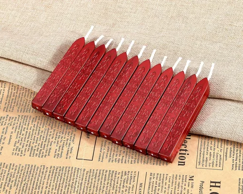 Miniatura 5 de Yoption 12 varillas de cera de sellado con mechas, varillas de sello de cera color rojo vino antiguo para sello de cera, invitaciones de boda