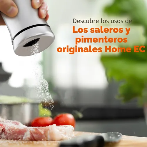 Miniatura 6 de HOME EC Juego de saleros y pimenteros originales con agujeros de vertido ajustables, salero y pimentero de vidrio y acero inoxidable, dispensador