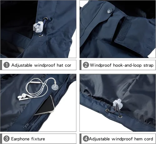 Miniatura 4 de CAMEL CROWN - Chaqueta de esquí para mujer, impermeable, 3 en 1, chaqueta de invierno resistente al viento, forro polar cálido, con capucha