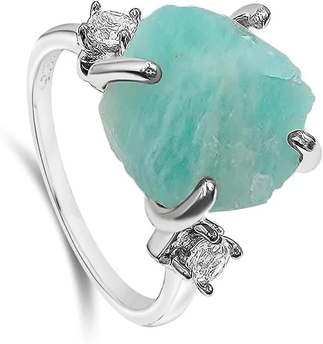 Miniatura 3 de Anillo de cristal crudo real con piedra natal, plata de ley, oro blanco, regalo de joyería para ella, regalo de Navidad, Día de la Madre