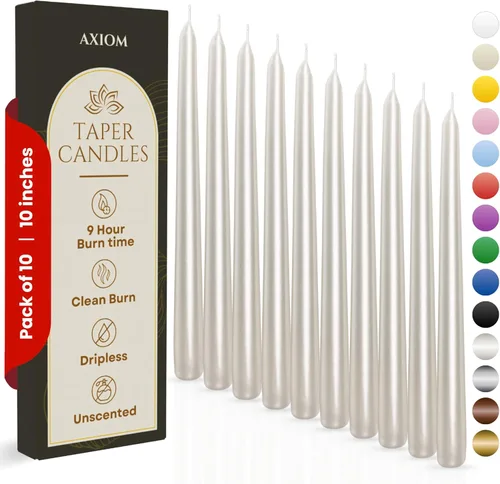 Miniatura 28 de Axiom Candles - Velas cónicas de 10 pulgadas sin goteo - Velas altas sin perfume y sin humo - 9 horas de combustión - Velas cónicas para el hogar