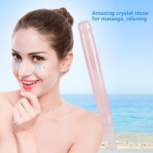 Miniatura 5 de ZJchao Varita de masaje con piedra de masaje, varita de cristal de jade Gua Sha, herramientas de masaje Guasha, herramienta de belleza