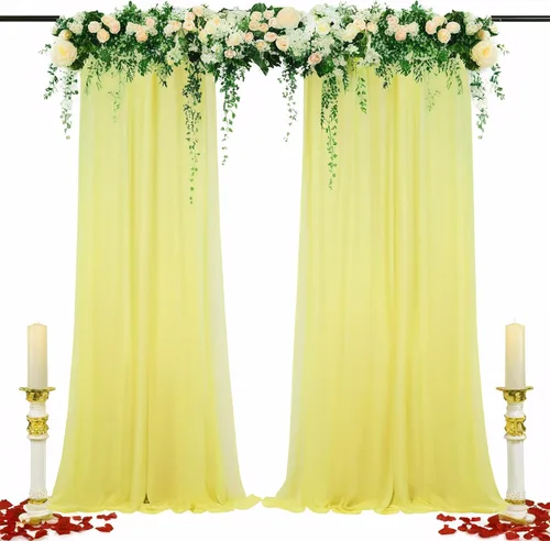 Miniatura 55 de DUOBAO Cortina de gasa rosa, 2 paneles de 29 x 96 pulgadas, cortinas de telón de fondo de boda, cortinas de playa transparentes para sala de estar