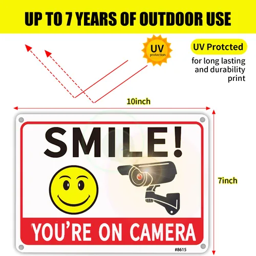 Miniatura 4 de Letreros de videovigilancia de aluminio de 7 x 10 pulgadas, letreros de seguridad para el hogar al aire libre para patio, negocios, alerta