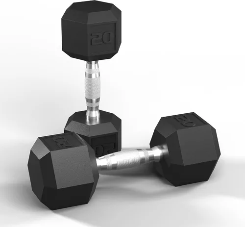 Miniatura 8 de GRETERST Juego de mancuernas hexagonales con revestimiento de goma, pesas de mano para ejercicio y fitness para gimnasio en casa, entrenamiento