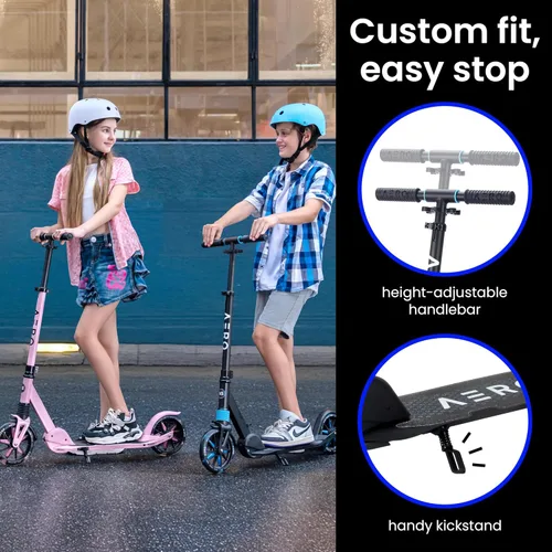 Miniatura 6 de AERO MOBILITY Patinete para niños de 6 años, adolescentes y adultos Ruedas iluminadas, freno de mano, alfombrilla de goma y absorción de impactos