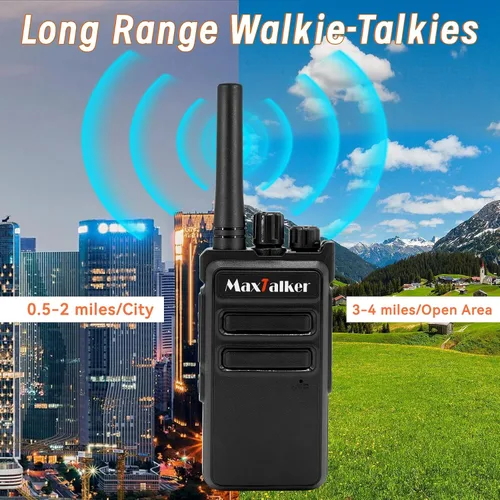 Miniatura 6 de MaxTalker Walkie Talkies MT-5X de largo alcance para adultos, radios FRS Walkie Talkie con auricular de conducto, Walkie Talkies batería de carga