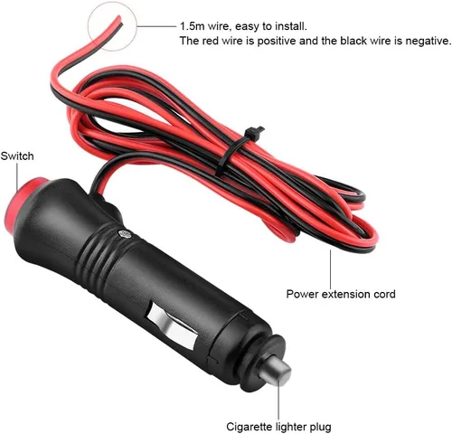 Miniatura 5 de Adaptador de enchufe para encendedor de cigarrillos de automóvil, extensor de alimentación, cable de extensión de encendedor de cigarrillos