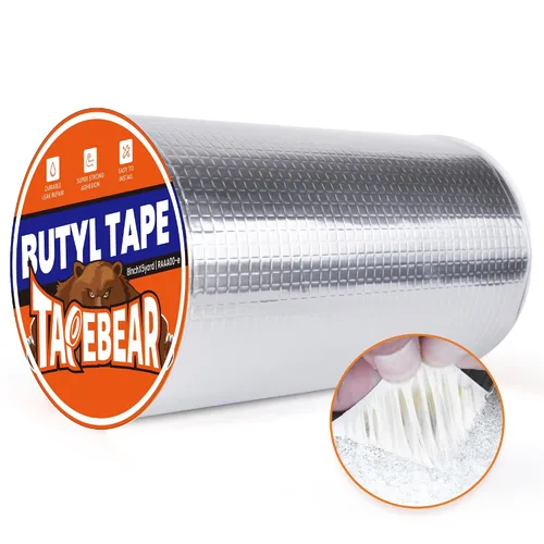 Miniatura 9 de TAPEBEAR Cinta de Butilo 12 pulgadas x 16 pies, Cinta de Sellado de Conductos de Aluminio Sellador Impermeable Cinta de Reparación para Techo de RV