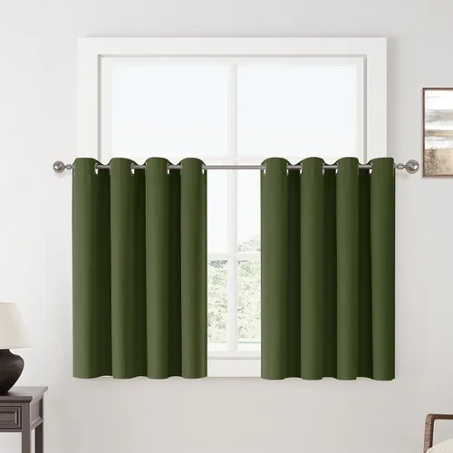 Miniatura 65 de ChrisDowa Cortinas 100% Opacas de Abedul Sólido de 45 Pulgadas de Largo, 2 Paneles para Dormitorio y Sala de Estar, Estilo Granja Oscurecedoras